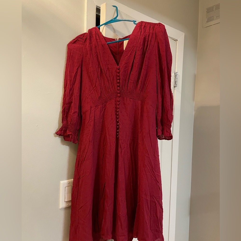 Deep red Gal Meets Glam fall dress, size 6. Worn once, perfect condition!